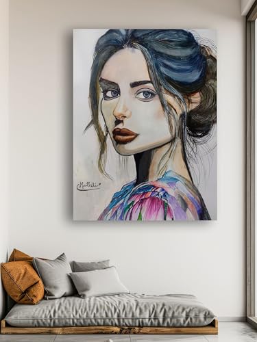 Art to Doors | Beautiful Girl Realistic | Artist Maithili | Vertical | Art Prints | Home Decor | Wall Art | Gift Items | Canvas Frame