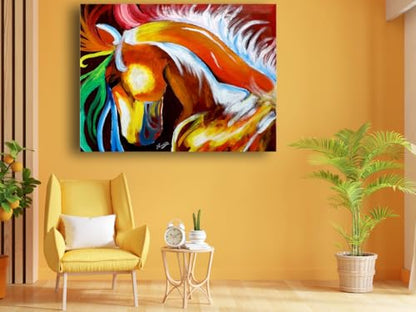 Art to Doors | Vibrant Horse | Artist Nandita Venkatraman | Horizontal | Art Print | Home Decor | Wall Decor | Gift Items | Wall Art