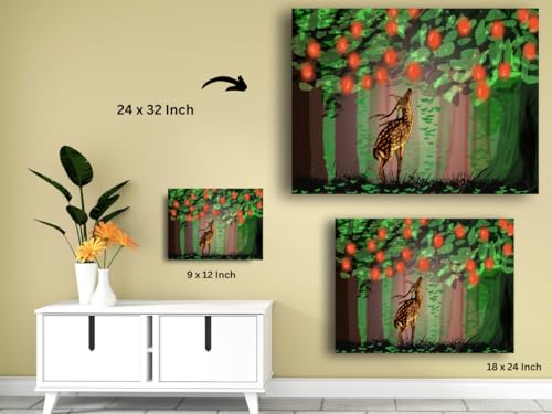 Art to Doors| The Curious Deer | Artist Shree | Rectangle | Art Print | Home Decor | Wall Decor | Gift Items | Canvas Frame