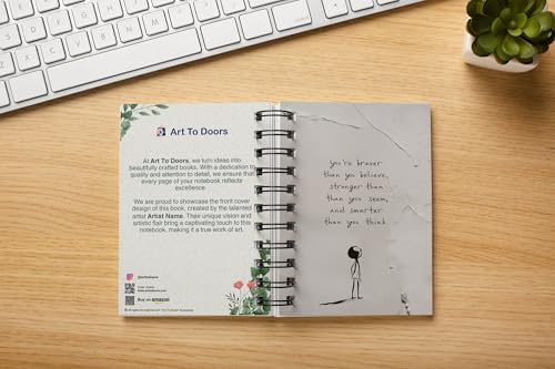 Art to Doors | Believe In Yourself Quote | Artist Riika Kandhola | Spiral Notebooks | A5 Size Paper | 120 Pages | 70 GSM Paper | Attractive Cover Designs