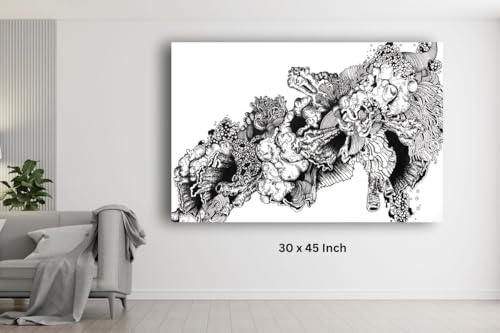 Art to Doors| Ink In Abstract | Artist Fatima Akhun | Rectangle | Art Print | Home Decor | Wall Decor | Gift Items | Canvas Frame