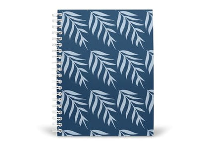 Art to Doors | Blue Palm Leaf Repeat | Spiral Notebooks | A5 Size Paper | 120 Pages | 70 GSM Paper | Attractive Cover Designs