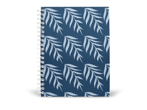 Art to Doors | Blue Palm Leaf Repeat | Spiral Notebooks | A5 Size Paper | 120 Pages | 70 GSM Paper | Attractive Cover Designs