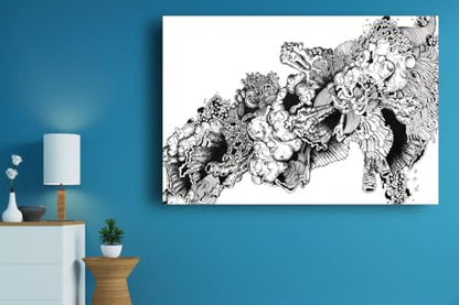 Art to Doors| Ink In Abstract | Artist Fatima Akhun | Rectangle | Art Print | Home Decor | Wall Decor | Gift Items | Canvas Frame