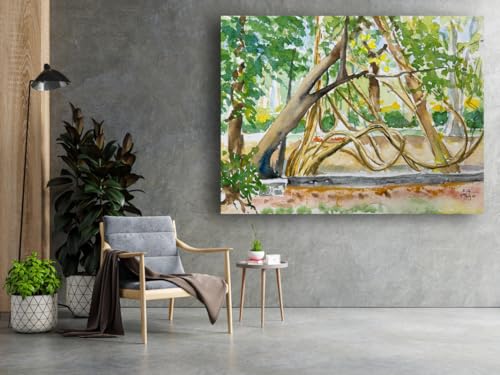 Art to Doors| Empress Garden Creepers | Artist Hubert Braganza | Rectangle | Art Print | Home Decor | Wall Decor | Gift Items | Canvas Frame