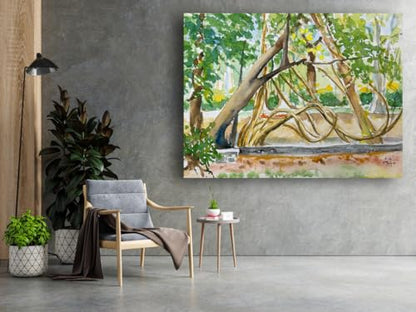 Art to Doors| Empress Garden Creepers | Artist Hubert Braganza | Rectangle | Art Print | Home Decor | Wall Decor | Gift Items | Canvas Frame