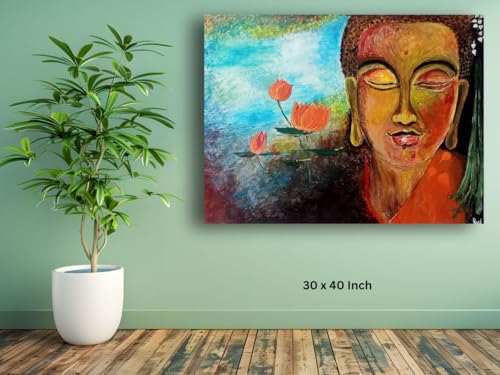 Art to Doors | Budha | Artist Ravindran Krishnan| Rectangle | Art Prints | Home Decor | Wall Art | Gift Items | Canvas Frame