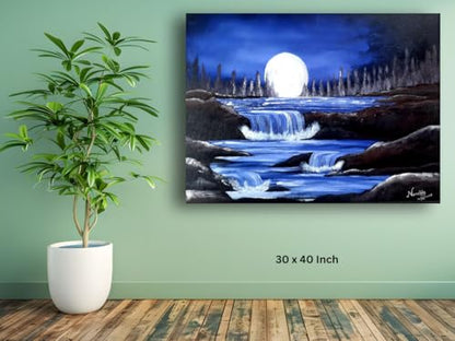 Art to Doors | Mesmerising Moonlight | Artist Nandita Venkatraman | Horizontal | Art Print | Home Decor | Wall Decor | Gift Items | Wall Art (9x12 Inch)