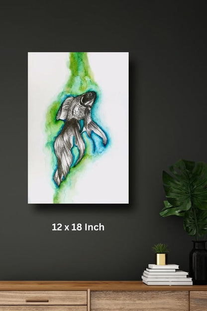 Art to Doors| Fish In Water | Artist Fatima Akhun | Rectangle | Art Print | Home Decor | Wall Decor | Gift Items | Canvas Frame