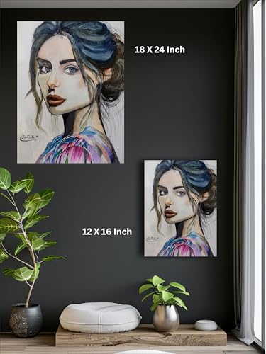 Art to Doors | Beautiful Girl Realistic | Artist Maithili | Vertical | Art Prints | Home Decor | Wall Art | Gift Items | Canvas Frame
