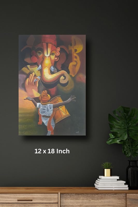 Art to Doors| Ganpati Painting | Artist Mansi Nanda | Rectangle | Art Print | Home Decor | Wall Decor | Gift Items | Canvas Frame