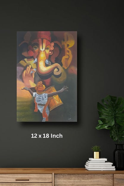 Art to Doors| Ganpati Painting | Artist Mansi Nanda | Rectangle | Art Print | Home Decor | Wall Decor | Gift Items | Canvas Frame