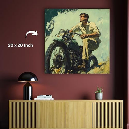 Art to Doors | Vintage Rider | Square | Art Print | Home Decor | Wall Decor | Gifts for Women | Gifts for Men | Canvas Art |