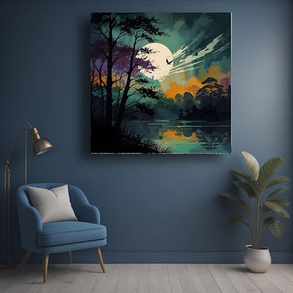 Art to Doors | Moonlit Majesty | Square | Art Print | Home Decor | Wall Decor | Gifts for Women | Gifts for Men | Canvas Frame