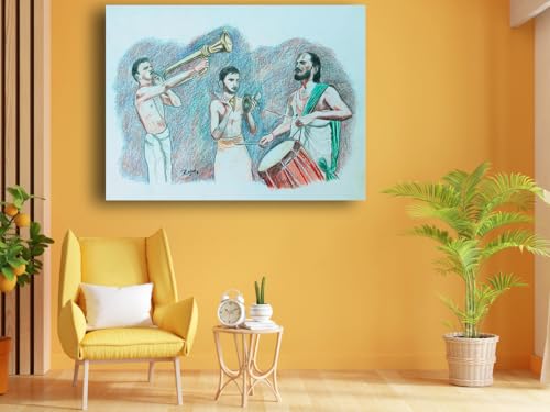 Art to Doors | Temple Musicians | Artist K Guru Rajesh | Rectangle | Art Prints | Home Decor | Wall Art | Gift Items | Canvas Frame