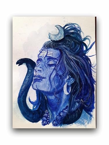 Art to Doors | Mahadev Blue Monochrome | Artist Kalyani Wankhede | Vertical | Art Prints | Home Decor | Wall Art | Gift Items | Canvas Frame