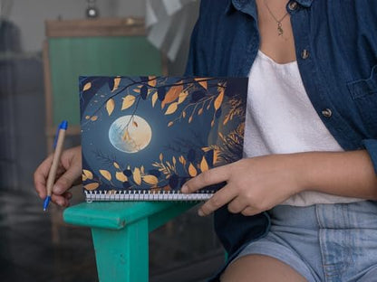 Art to Doors | Night's Embrace | Spiral Notebooks | A5 Size Paper | 120 Pages | 70 GSM Paper | Attractive Cover Designs