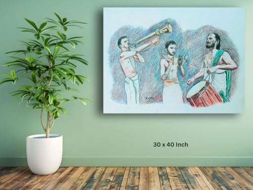 Art to Doors | Temple Musicians | Artist K Guru Rajesh | Rectangle | Art Prints | Home Decor | Wall Art | Gift Items | Canvas Frame