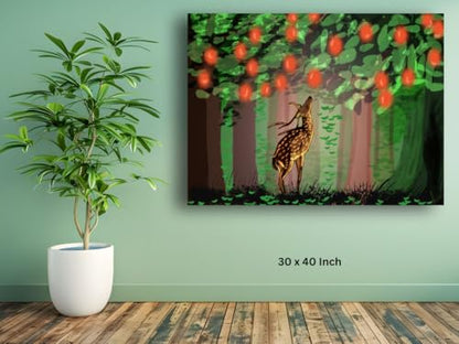 Art to Doors| The Curious Deer | Artist Shree | Rectangle | Art Print | Home Decor | Wall Decor | Gift Items | Canvas Frame