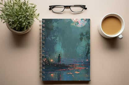 Art to Doors | Man Contemplating the Night Sky | Spiral Notebooks | A5 Size Paper | 120 Pages | 70 GSM Paper | Attractive Cover Designs
