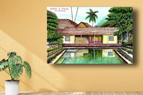 Art to Doors | The Pond | Artist Neehar Kiran Dabade | Rectangle | Art Prints | Home Decor | Wall Art | Gift Items | Canvas Frame