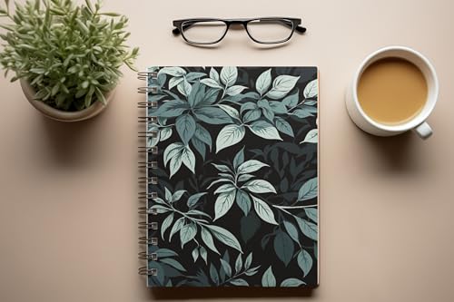 Art to Doors | Deep Green Botanical Print | Spiral Notebooks | A5 Size Paper | 120 Pages | 70 GSM Paper | Attractive Cover Designs