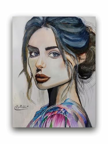 Art to Doors | Beautiful Girl Realistic | Artist Maithili | Vertical | Art Prints | Home Decor | Wall Art | Gift Items | Canvas Frame