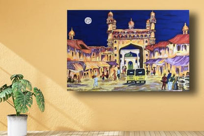 Art to Doors|Charminar | Artist Butul Razvi | Rectangle | Art Print | Home Decor | Wall Decor | Gift Items | Canvas Frame