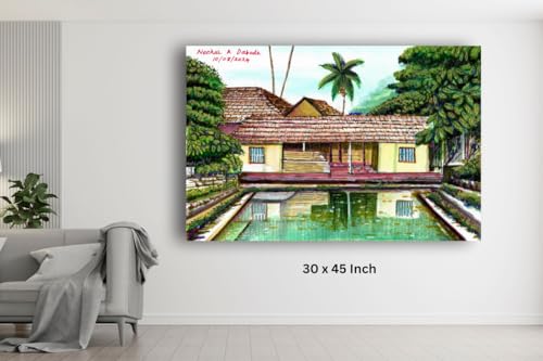 Art to Doors | The Pond | Artist Neehar Kiran Dabade | Rectangle | Art Prints | Home Decor | Wall Art | Gift Items | Canvas Frame