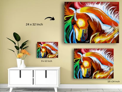 Art to Doors | Vibrant Horse | Artist Nandita Venkatraman | Horizontal | Art Print | Home Decor | Wall Decor | Gift Items | Wall Art