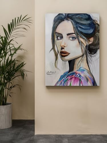 Art to Doors | Beautiful Girl Realistic | Artist Maithili | Vertical | Art Prints | Home Decor | Wall Art | Gift Items | Canvas Frame