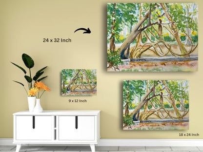 Art to Doors| Empress Garden Creepers | Artist Hubert Braganza | Rectangle | Art Print | Home Decor | Wall Decor | Gift Items | Canvas Frame
