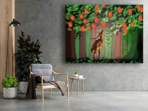 Art to Doors| The Curious Deer | Artist Shree | Rectangle | Art Print | Home Decor | Wall Decor | Gift Items | Canvas Frame