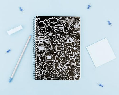 Art to Doors | Doodle Wonderland | Artist Rachel Joseph | Spiral Notebooks | A5 Size Paper | 120 Pages | 70 GSM Paper | Attractive Cover Designs