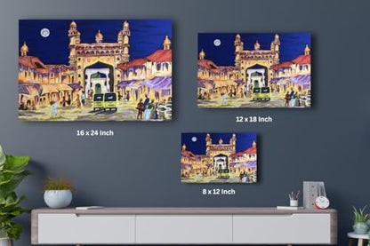 Art to Doors|Charminar | Artist Butul Razvi | Rectangle | Art Print | Home Decor | Wall Decor | Gift Items | Canvas Frame