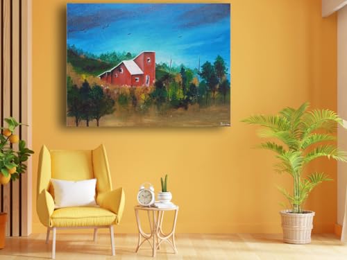 Art to Doors | The Crimson Cottage | Artist Poonam Patil | Horizontal | Art Print | Home Decor | Wall Decor | Gift Items | Wall Art | Canvas Frame