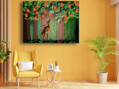 Art to Doors| The Curious Deer | Artist Shree | Rectangle | Art Print | Home Decor | Wall Decor | Gift Items | Canvas Frame