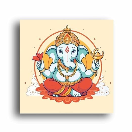 Divine Impressions: Ganpati Canvas Print | Lord Ganesh | Personalized Gift For Anniversary, Birthday, Wedding, Home Decor | Wall Frames For Home Office Study Room Decor
