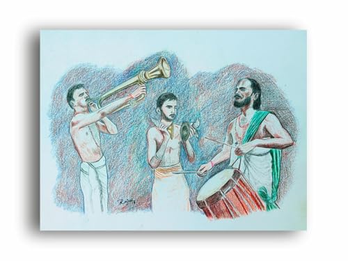 Art to Doors | Temple Musicians | Artist K Guru Rajesh | Rectangle | Art Prints | Home Decor | Wall Art | Gift Items | Canvas Frame