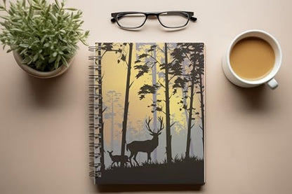 Art to Doors | Deer in the Dusk | Spiral Notebooks | A5 Size Paper | 120 Pages | 70 GSM Paper | Attractive Cover Designs