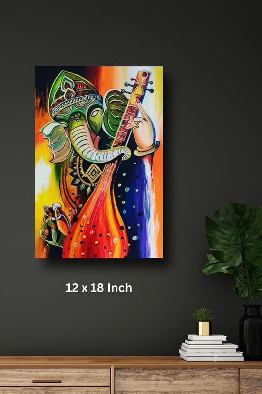 Art to Doors| Ganeshji Painting | Artist Tanvi Lunia | Rectangle | Art Print | Home Decor | Wall Decor | Gift Items | Canvas Frame