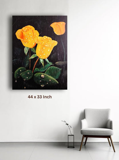 Art to Doors | Rain And Roses | Artist Sudesh Kundley | Vertical | Art Print | Home Decor | Wall Decor | Gift Items | Wall Art | Canvas Frame