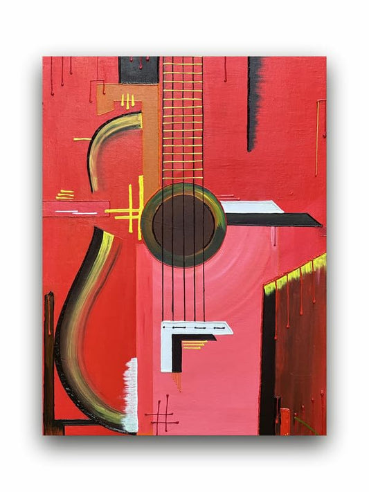 Art to Doors | Abstract Guitar | Artist Purvi Siroliya | Rectangle | Art Print | Home Decor | Wall Decor | Gift Items | Canvas Frame