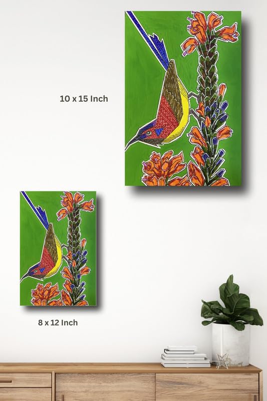 Art to Doors | Sunbird | Artist Puja Kumari | Vertical | Art Prints | Home Decor | Wall Art | Gift Items | Canvas Frame