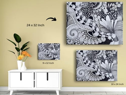 Art to Doors| Black And White | Artist Samarpita Banerjee | Rectangle | Art Print | Home Decor | Wall Decor | Gift Items | Canvas Frame