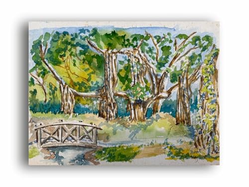 Art to Doors| Scenery Painting: The Old And The New, Nalla Park, Pune| Artist Hubert Braganza| Rectangle | Art Print | Home Decor | Wall Decor | Gift Items | Canvas Frame