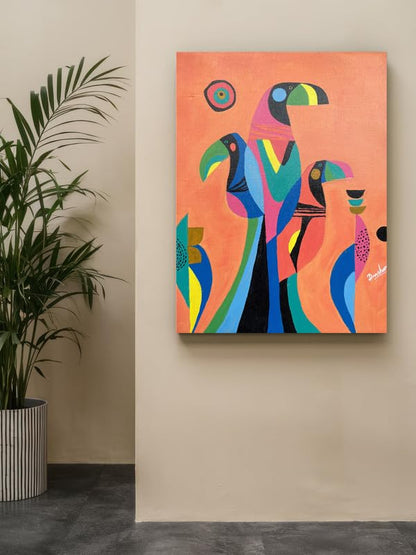 Art to Doors | Toucan Modern Art | Artist Darshana Shinde | Rectangle | Art Prints | Home Decor | Wall Art | Gift Items | Canvas Frame