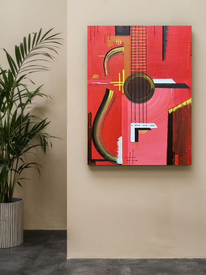 Art to Doors | Abstract Guitar | Artist Purvi Siroliya | Rectangle | Art Print | Home Decor | Wall Decor | Gift Items | Canvas Frame