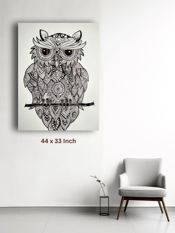 Art to Doors| Owl mandala art | Artist Sapna | Rectangle | Art Print | Home Decor | Wall Decor | Gift Items | Canvas Frame