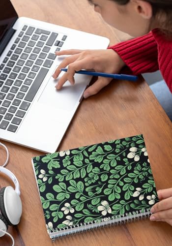 Art to Doors | Clover and Eucalyptus Pattern | Spiral Notebooks | A5 Size Paper | 120 Pages | 70 GSM Paper | Attractive Cover Designs
